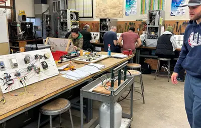 Wide view of live HVAC class in session